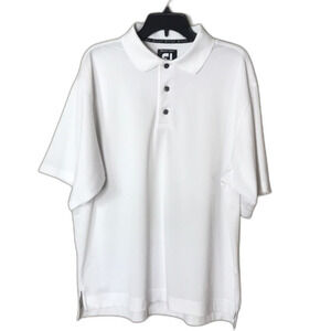 Footjoy picque mens white polo performance wear golf shirt size large